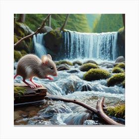 Mouse In A Waterfall 1 Canvas Print