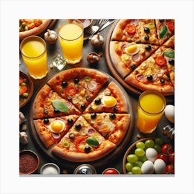 Pizzas And Drinks 1 Canvas Print