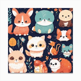 Cute Animals 4 Canvas Print