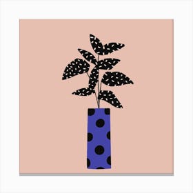 Modern Plant On Pink Square Canvas Print