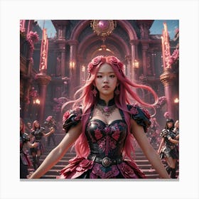 Korean Girl With Pink Hair Canvas Print