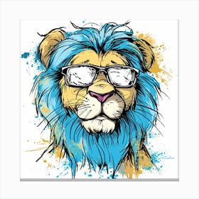 Lion With Glasses Canvas Print