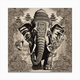 Elephant In Buddhist Temple 1 Canvas Print