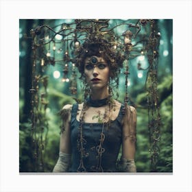 Chained Steampunk Noble Mossy Forrest Woman Canvas Print