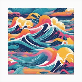 Minimalism Masterpiece, Trace In The Waves To Infinity + Fine Layered Texture + Complementary Cmyk C Canvas Print
