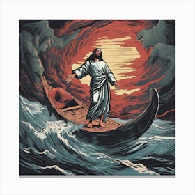 Jesus In The Boat Canvas Print