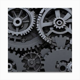 Gears On A Black Background 36 Canvas Print