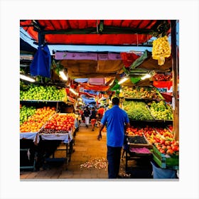 Fruit Market At Dusk Canvas Print
