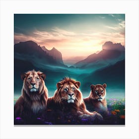 Lions In The Mountains 1 Canvas Print