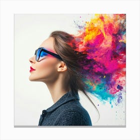 Young Woman With Colorful Powder In Her Hair Canvas Print