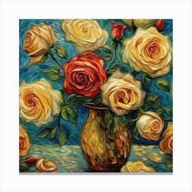 Roses In A Vase Canvas Print