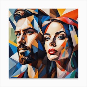Abstract Portrait Of A Man And Woman Canvas Print