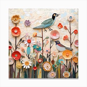 Birds And Flowers with Acc Effect Canvas Print