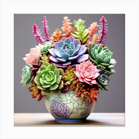 Succulents In A Vase Canvas Print