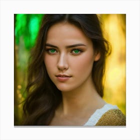 Beautiful Girl With Green Eyes Canvas Print