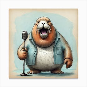 Polar Bear Singing Canvas Print