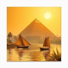 Nile and Pyramid Landscape Stampe su tela