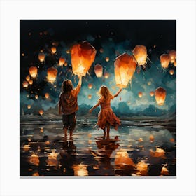 Paper Lanterns In The Sky Canvas Print