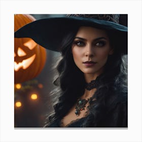 Witch In A Hat Canvas Print