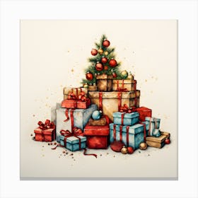 Elegant Christmas Giftbox Ilustration Series001 Canvas Print