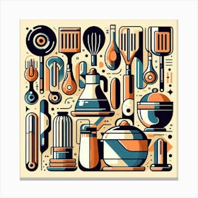 Kitchen Utensils Illustration Canvas Print