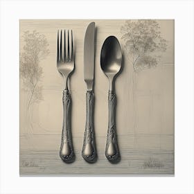 Fork And Knife Canvas Print