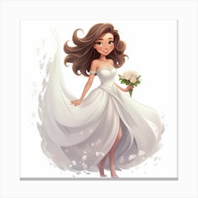 Wedding Girl In White Dress Canvas Print