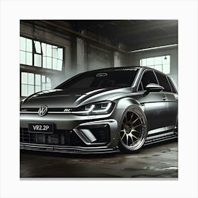 Modified Metallic Black Vw Golf R With Full Body Kit 3 Canvas Print