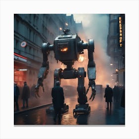 Robot On A City Street 2 Canvas Print