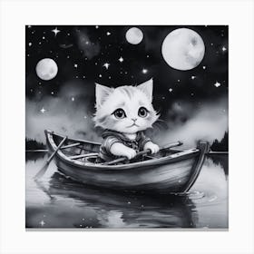 Cat In A Boat 10 Canvas Print