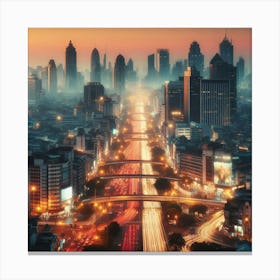 Cityscape At Dusk Canvas Print