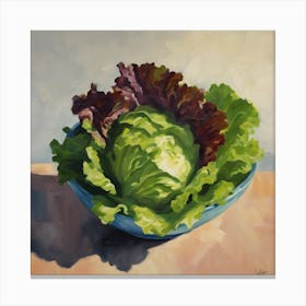 Cabbage In A Blue Bowl Canvas Print