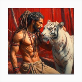 Man With Dreadlocks, Hindi Warrior, White Tiger Canvas Print