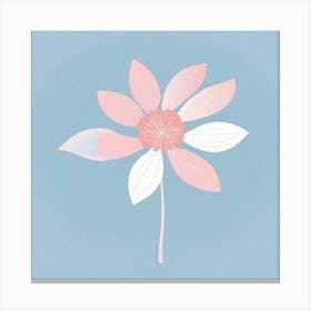 A White And Pink Flower In Minimalist Style Square Composition 145 Canvas Print