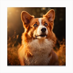 Corgi Dog Portrait Canvas Print