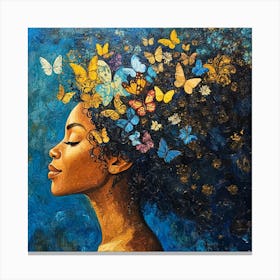 Butterfly In A Woman'S Hair Canvas Print