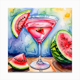 Summer Melon Martini watercolor Canvas Print