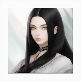 Dark haired anime girl portrait Canvas Print