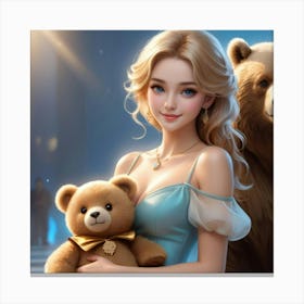 Princess And Teddy Bears Canvas Print