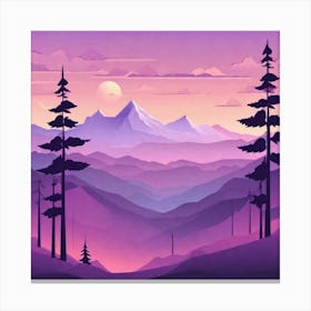 Misty mountains background in purple tone 47 Canvas Print