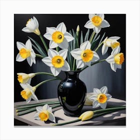 Daffodils In A Vase 8 Canvas Print