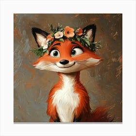 Fox In Flower Crown 4 Stampe su tela