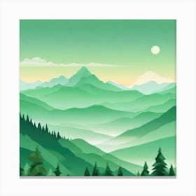 Misty mountains background in green tone 112 Canvas Print