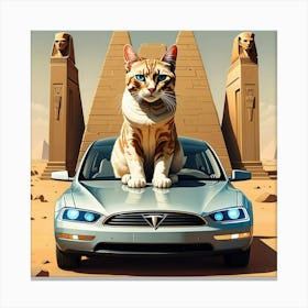 A painting of a Tesla car in the era of the Pharaohs
CAT 1 Canvas Print