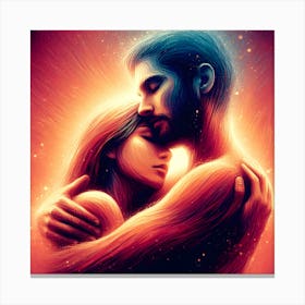 Man And Woman Hugging Canvas Print