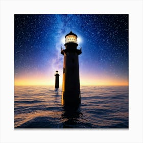 Firefly Black Lighthouses Over Cosmic Oceans On Venus 9859 Canvas Print