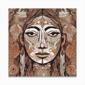 A Folkinspired Abstract Face Illustration 6 Canvas Print