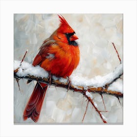 Cardinal In Snow Canvas Print