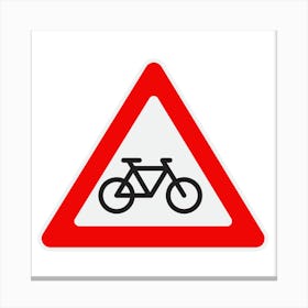 Bicycle Road Sign.A fine artistic print that decorates the place.27 Canvas Print