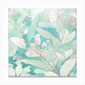 Illustration Of Leaves And Delicate Flowers In S (2) Canvas Print